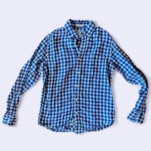 J.Crew Blue Gingham Linen Button Up Shirt | Size Small